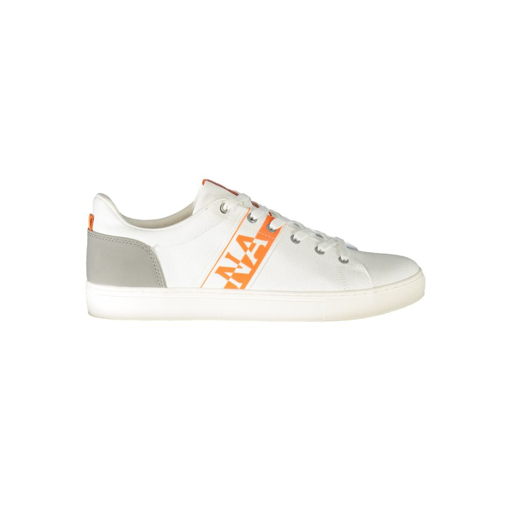 White Napapijri polyurethane men's sneaker with sleek design and casual style, featuring a modern look and comfortable fit.