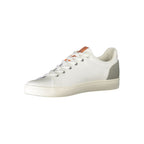 White Napapijri polyurethane men's sneaker with sleek design and rubber sole, ideal for casual and sporty outfits.