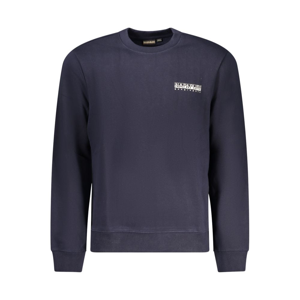 Men's Napapijri cotton sweatshirt in blue featuring a casual fit and round neckline, perfect for everyday wear.