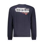 Men's Napapijri Blu Cotton Sweatshirt featuring a crew neck and long sleeves, displayed on a plain background.