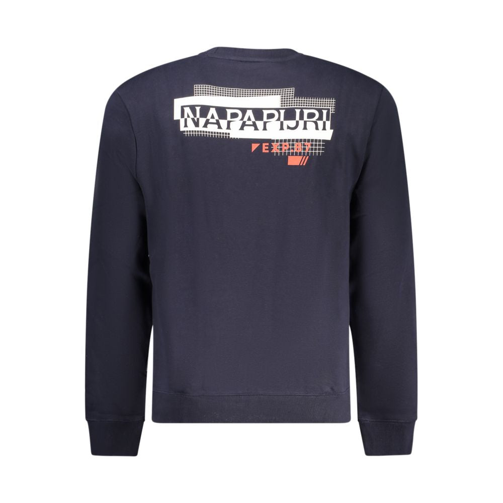 Men's Napapijri Blu Cotton Sweatshirt featuring a crew neck and long sleeves, displayed on a plain background.