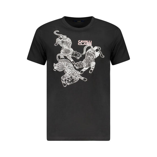 Cavalli Class Black Cotton Men T-Shirt Cavalli Class