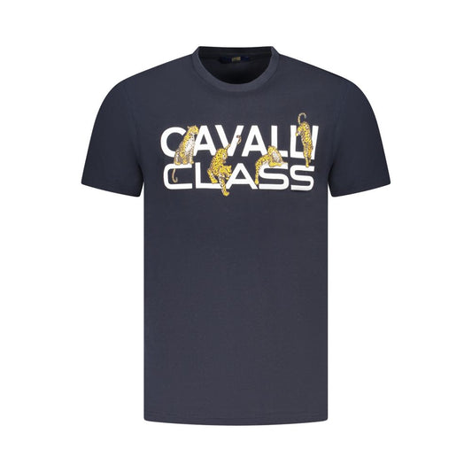 Cavalli Class Blue Cotton Men T-Shirt Cavalli Class