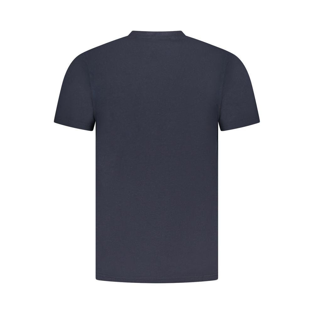 Blue cotton men's T-shirt by Cavalli Class with a classic fit and minimal design, displayed on a plain background.