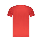 Cavalli Class red cotton men's T-shirt with a classic crew neck and short sleeves, featuring subtle brand detailing.