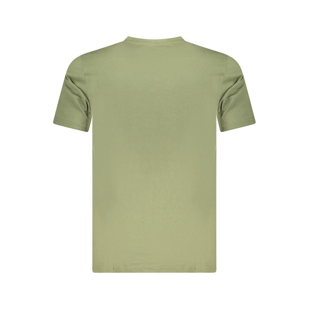 Cavalli Class Verde cotton men's T-shirt with crew neckline and logo detail, displayed flat on a white background.