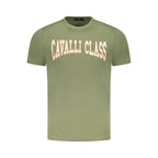 Cavalli Class Verde cotton men's T-shirt featuring a crew neckline and casual fit, displayed flat on a white background.