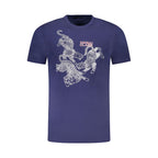 Cavalli Class Blu cotton men's T-shirt with a crew neckline and minimalist design, showcasing soft fabric and casual style.