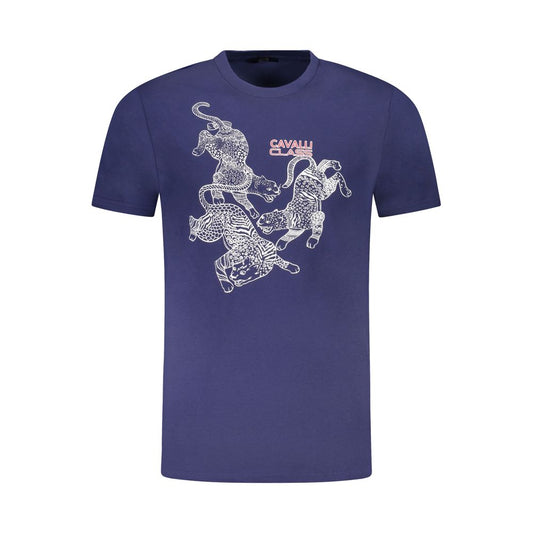 Cavalli Class Blue Cotton Men T-Shirt Cavalli Class