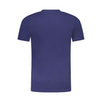 Cavalli Class Blu cotton men's T-shirt with round neckline and short sleeves, featuring a sleek, minimalist design.