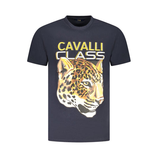 Cavalli Class Blue Cotton Men T-Shirt Cavalli Class