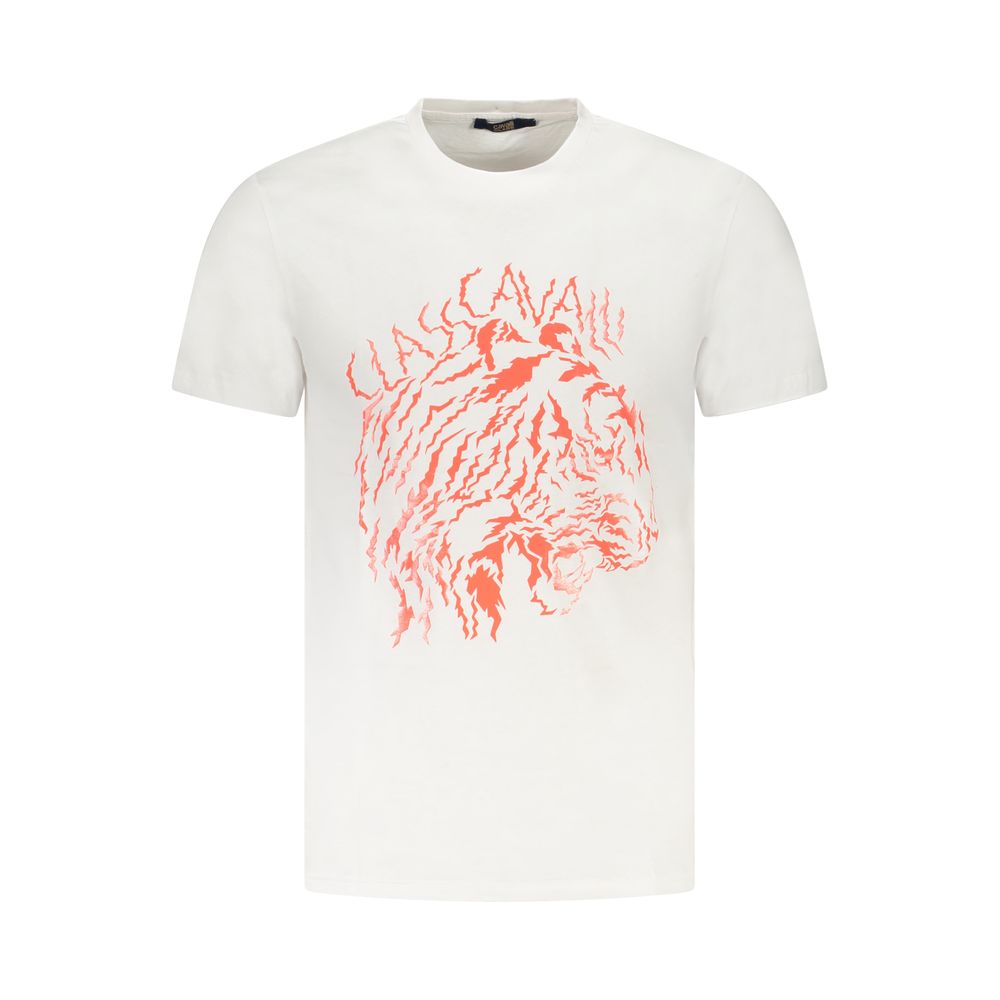 Cavalli Class White Cotton Men T-Shirt Cavalli Class