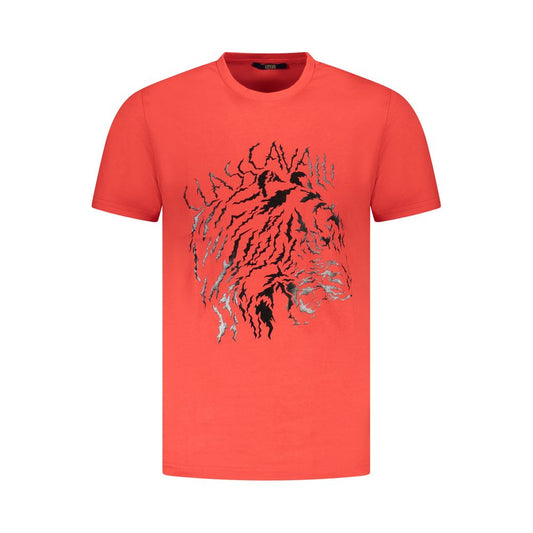Cavalli Class Red Cotton Men T-Shirt Cavalli Class
