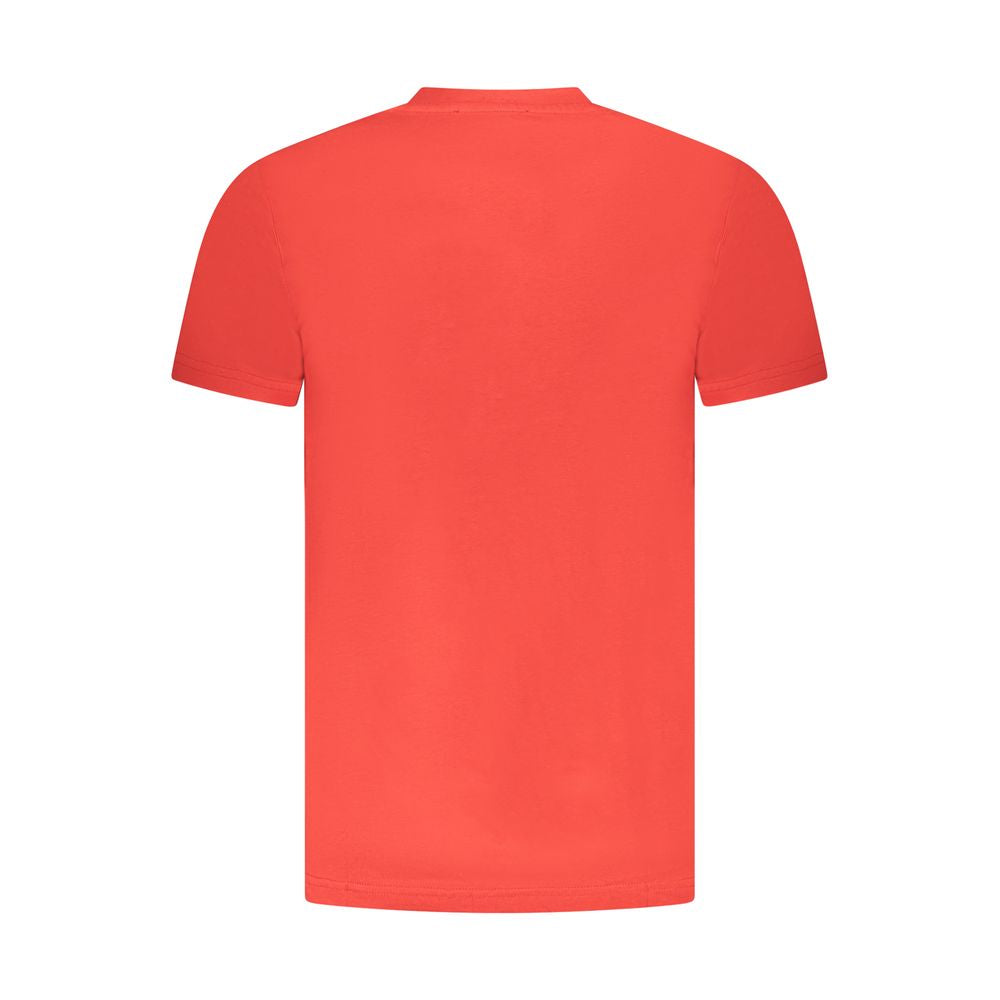 Red cotton men's T-shirt by Cavalli Class with a classic fit and subtle logo detail.