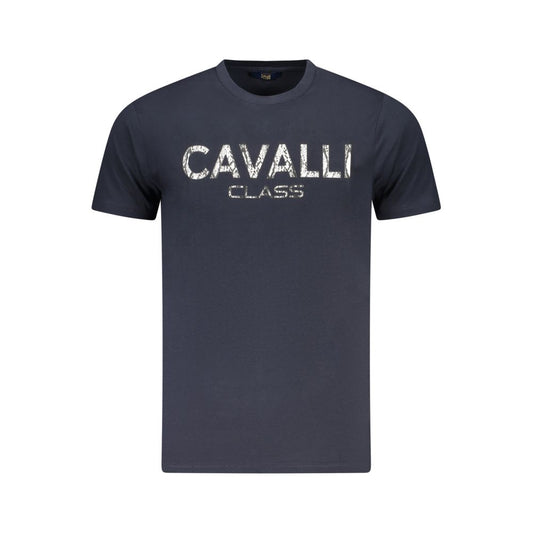 Cavalli Class Blue Cotton Men T-Shirt Cavalli Class
