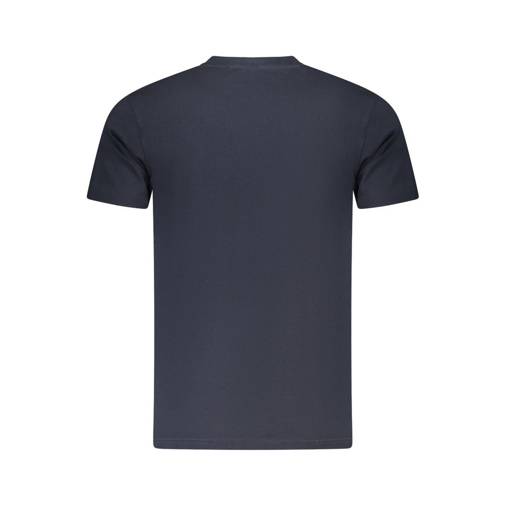 Cavalli Class Blu cotton men's T-shirt with logo design, short-sleeve crew neck, casual fit, and soft fabric.