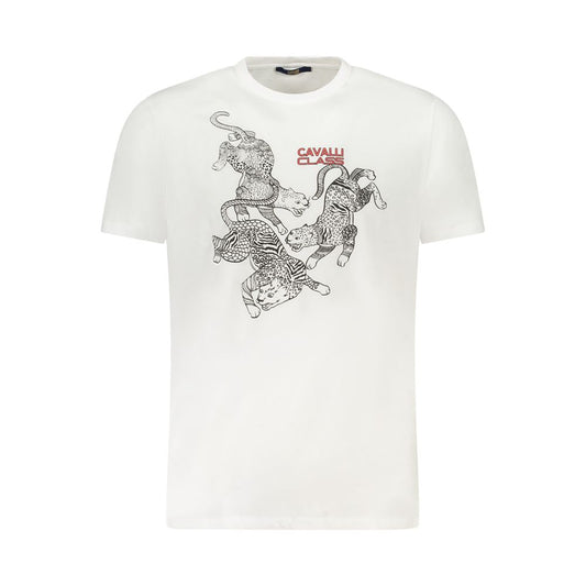Cavalli Class White Cotton Men T-Shirt Cavalli Class