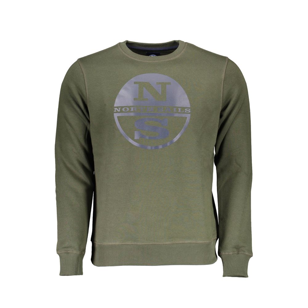 North Sails Verde cotton men's sweatshirt with a crew neck and long sleeves, featuring a casual, soft fabric design.