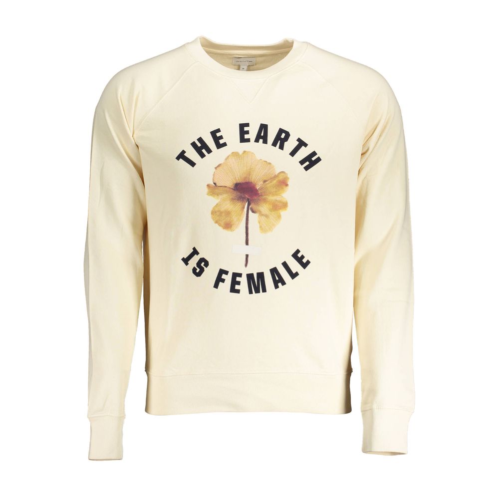 Beige Gant cotton men's sweatshirt with crew neck and long sleeves, casual style for comfortable everyday wear.