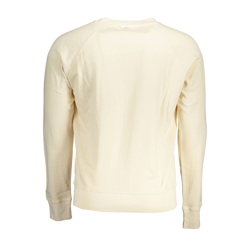 Beige cotton men's sweatshirt by Gant, casual style with long sleeves and ribbed cuffs, displayed on a plain background.