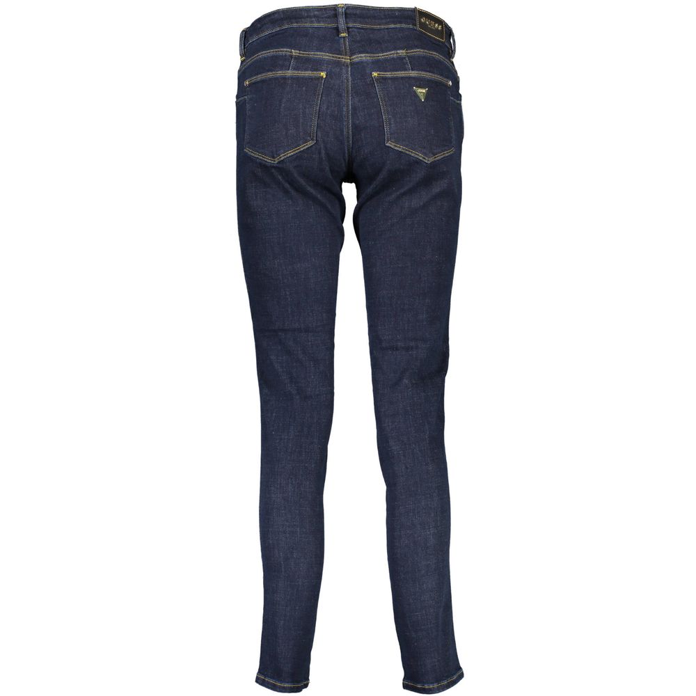Guess Jeans Blu Donna jeans made from recycled cotton, featuring classic five-pocket design and a relaxed fit.