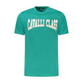 Cavalli Class Verde cotton men's T-shirt with a simple design and short sleeves, displayed on a white background.