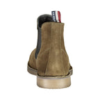 U.S. POLO ASSN. men's green leather boots showing the stylish ankle-high design with laces and a sturdy sole.