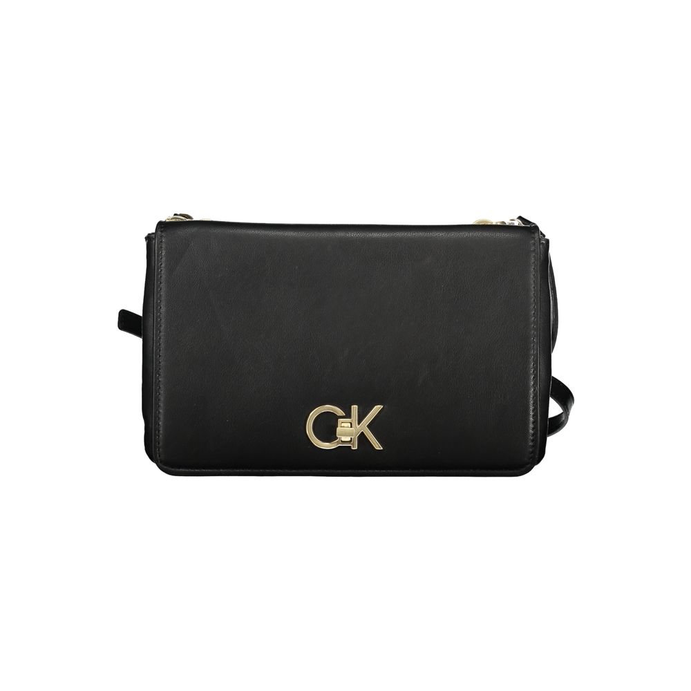 Calvin Klein black polyester women's shoulder bag with sleek design and adjustable strap, perfect for everyday use.