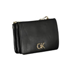 Calvin Klein black polyester women's shoulder bag with sleek design and adjustable strap, suitable for casual or formal wear.