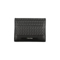 Calvin Klein black polyurethane men's wallet with multiple card slots and a sleek, minimalist design.