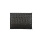 Calvin Klein black polyurethane men's wallet with multiple card slots and a sleek, minimalist design.