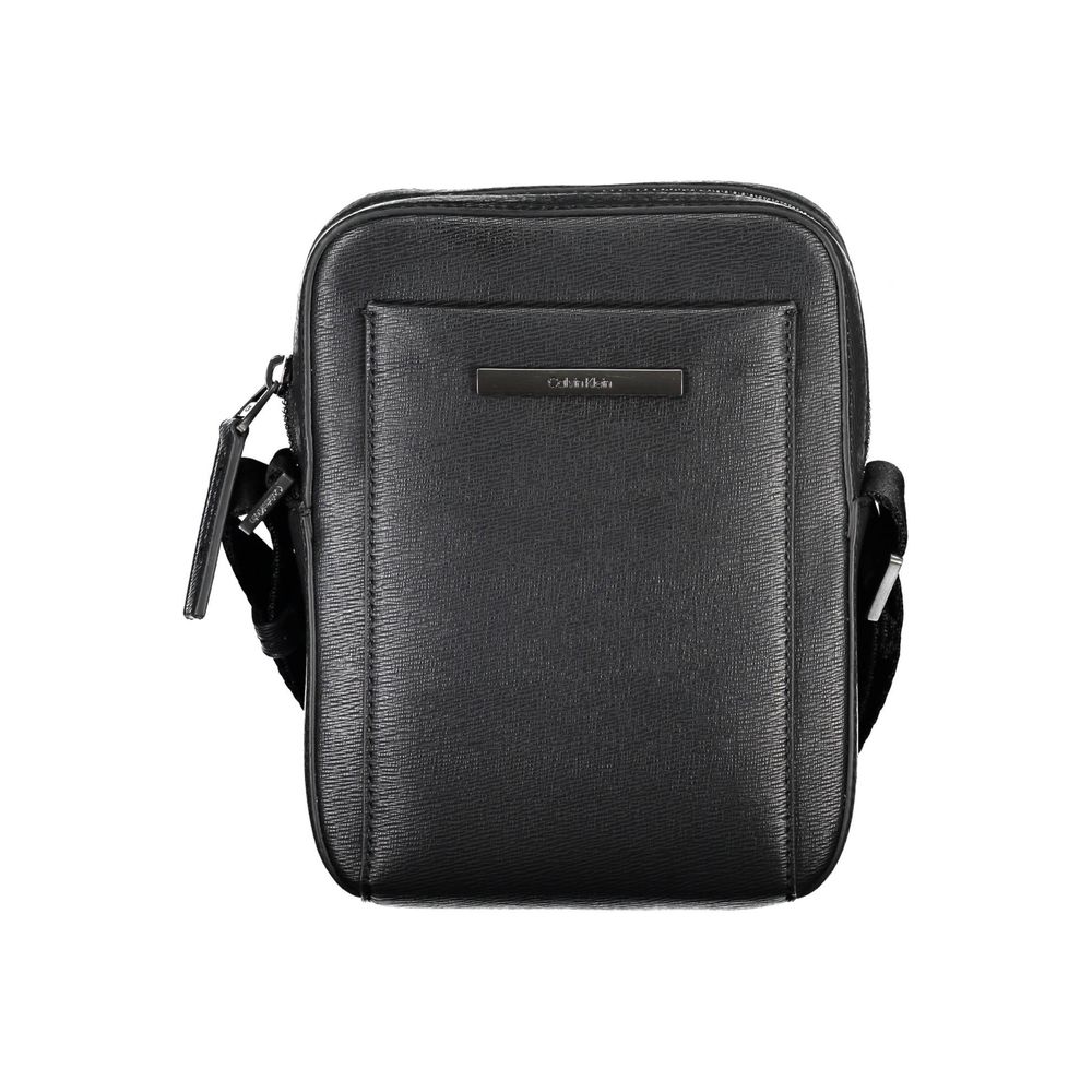 Black Calvin Klein polyurethane men's shoulder bag with adjustable strap and sleek design, ideal for everyday use.