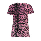 Pink cotton women's T-shirt by Cavalli Class with a relaxed fit and subtle branding, displayed on a plain background.