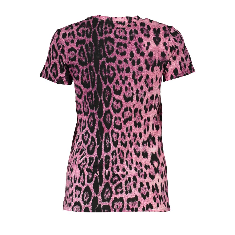 Pink cotton women's T-shirt by Cavalli Class with a relaxed fit and subtle branding, displayed on a plain background.