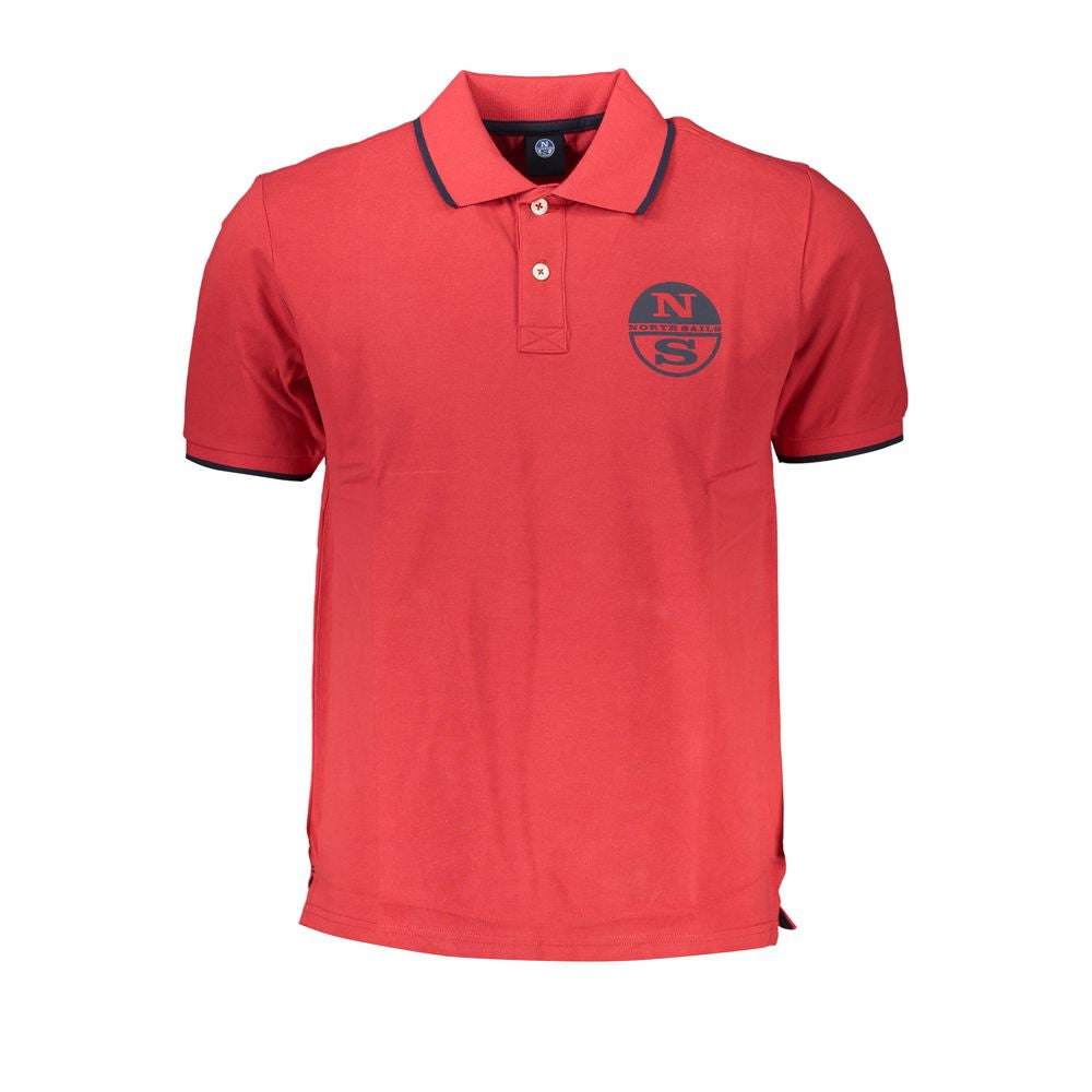 North Sails Rosso Cotton Men’s Polo shirt displayed on a hanger, featuring a classic collar and short sleeves.