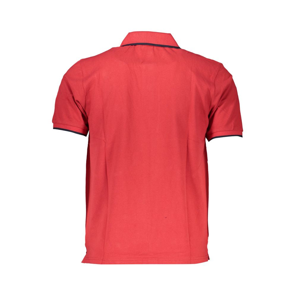 North Sails Rosso Cotton men's polo shirt displayed, featuring a classic collar and short sleeves in a vibrant red color.