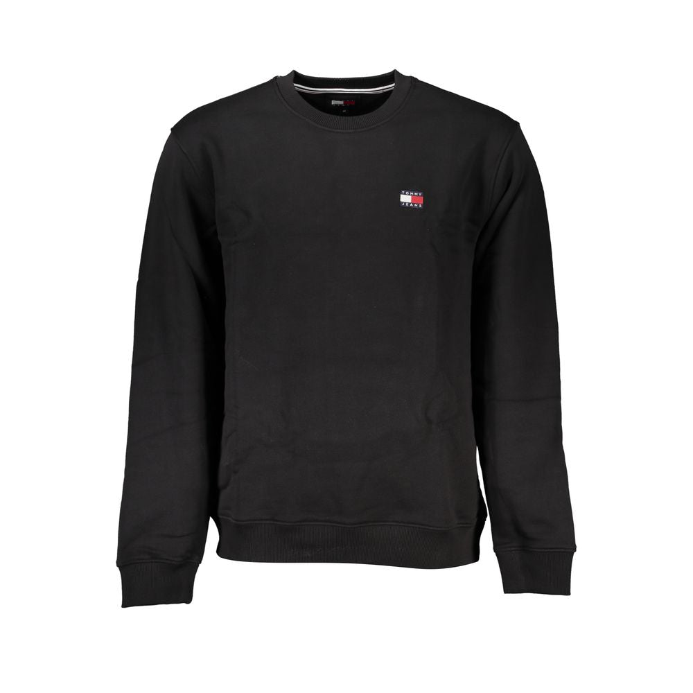 Tommy Hilfiger Sleek Black Cotton Crew Neck Sweatshirt Tommy Hilfiger