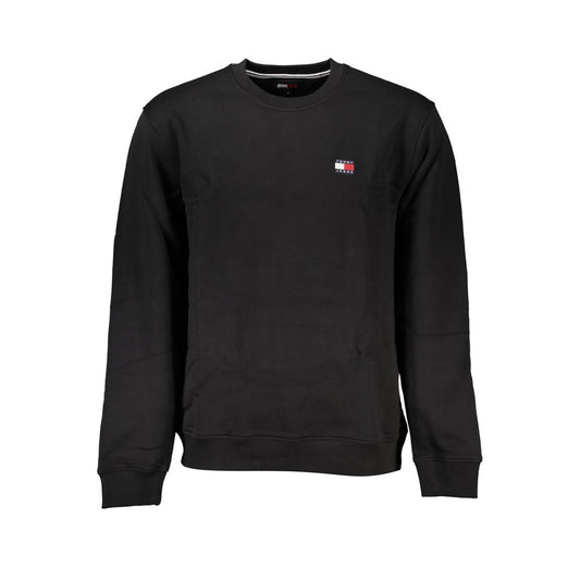 Tommy Hilfiger Sleek Black Cotton Crew Neck Sweatshirt Tommy Hilfiger