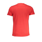 Cavalli Class Rosso cotton men's T-shirt with round neckline and short sleeves, featuring a simple, stylish design.
