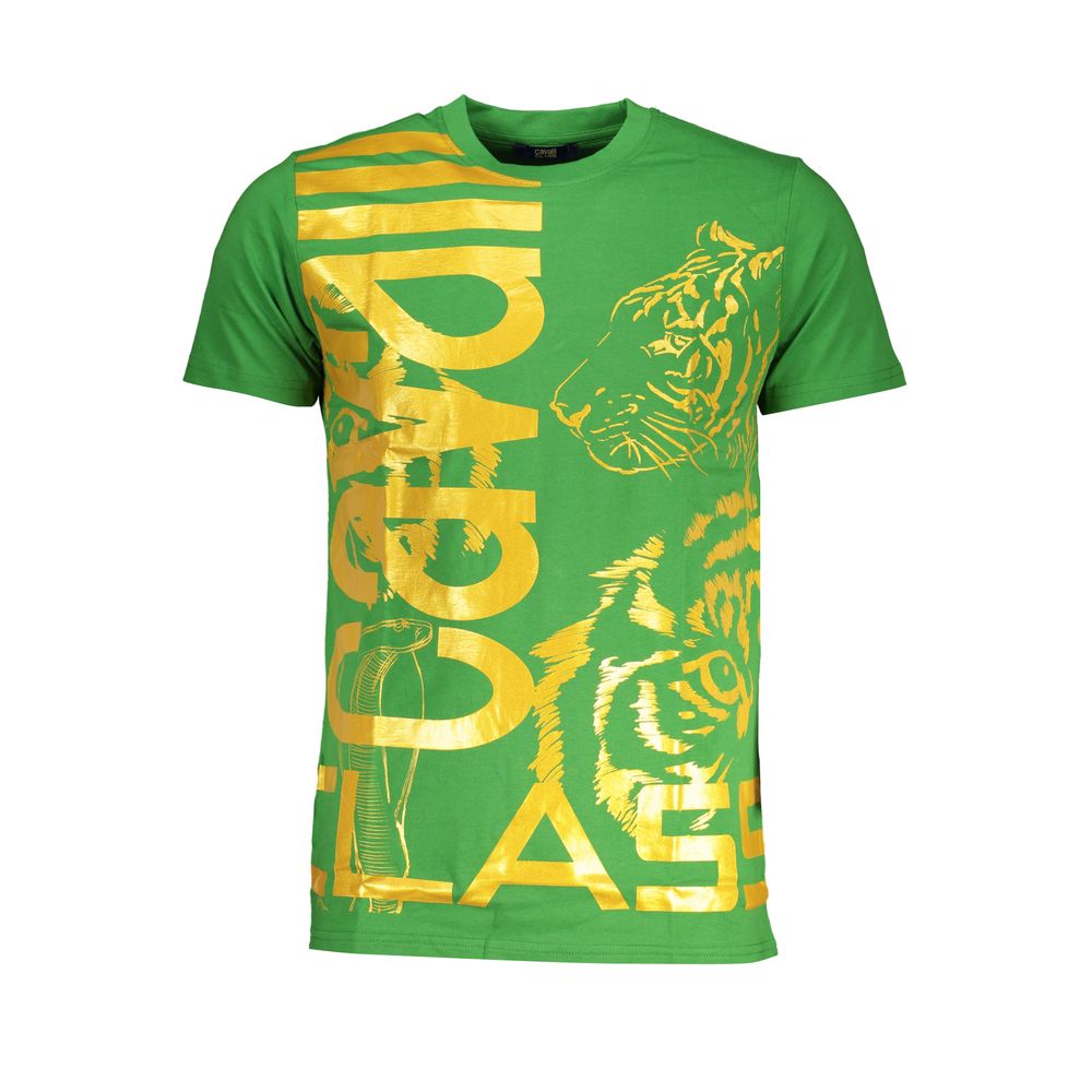 Cavalli Class Verde cotton men's T-shirt featuring a classic crew neck and short sleeves, with subtle brand logo detail.