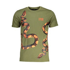 Cavalli Class Verde cotton men's T-shirt with a classic crew neck and short sleeves, featuring a simple, stylish design.
