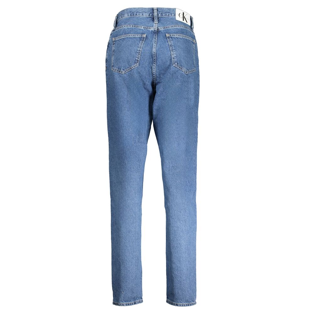 Calvin Klein Blu cotton women's jeans, classic denim style, fitted cut, front pockets, and belt loops, casual everyday wear