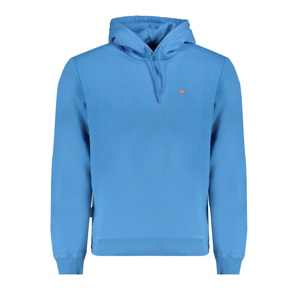 Napapijri blue cotton men's sweatshirt with a crew neck and long sleeves, casual style and comfortable fit.