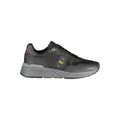 Black polyurethane men's sneaker by Blauer with sleek design and lace-up closure.