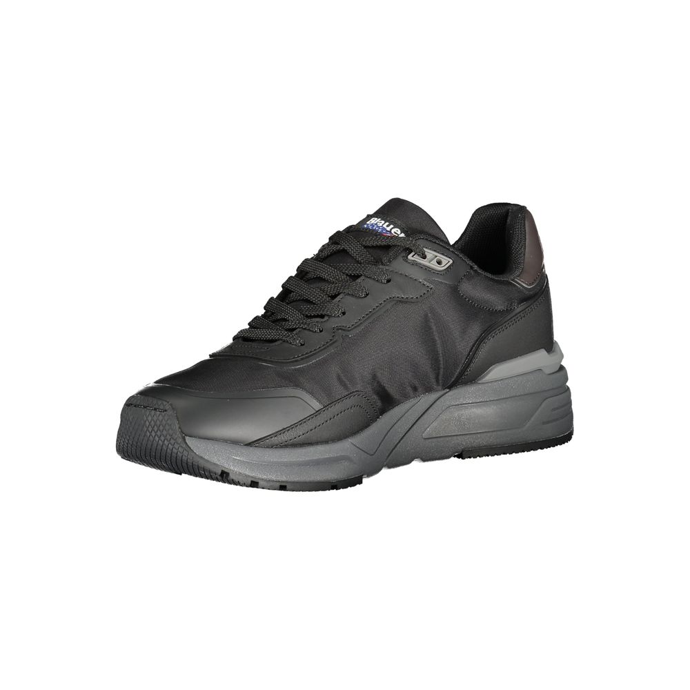 Black Blauer men's sneaker made of polyurethane with a sleek design and sporty profile, ideal for casual and athletic wear.