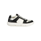 Tommy Hilfiger Nero leather women's sneaker with white sole and stylish design, featuring the brand's logo on the side.
