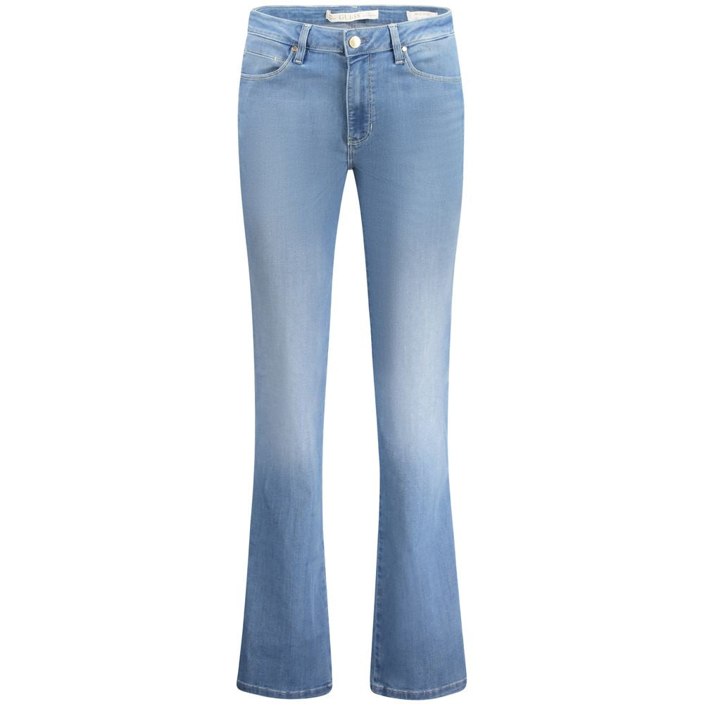 Light blue Guess Jeans Azzurro cotton women's jeans with classic five-pocket design and slim fit.