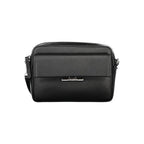 Calvin Klein black polyurethane women's shoulder bag with sleek design and shoulder strap, stylish and versatile accessory.