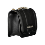 Black Mario Valentino women's handbag made of polyurethane with sleek design and silver-tone hardware.