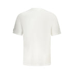 White cotton men's T-shirt by Fila, displayed flat with short sleeves and crew neckline.